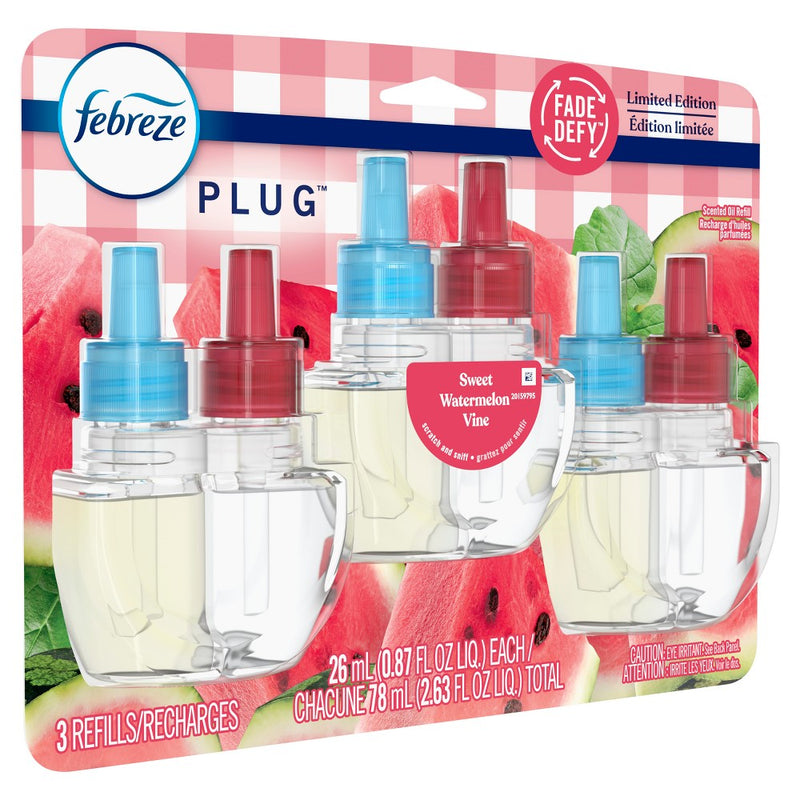 Febreze Plug Triple Refill Air Freshener Sweet Watermelon Vine - 3ct