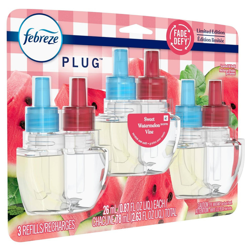 Febreze Plug Triple Refill Air Freshener Sweet Watermelon Vine - 3ct