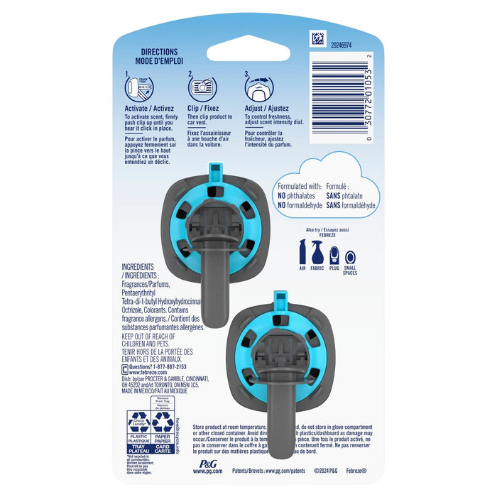 Febreze Car Air Freshener Vent Clip - Midnight Storm Scent - 0.13 fl oz/2pk