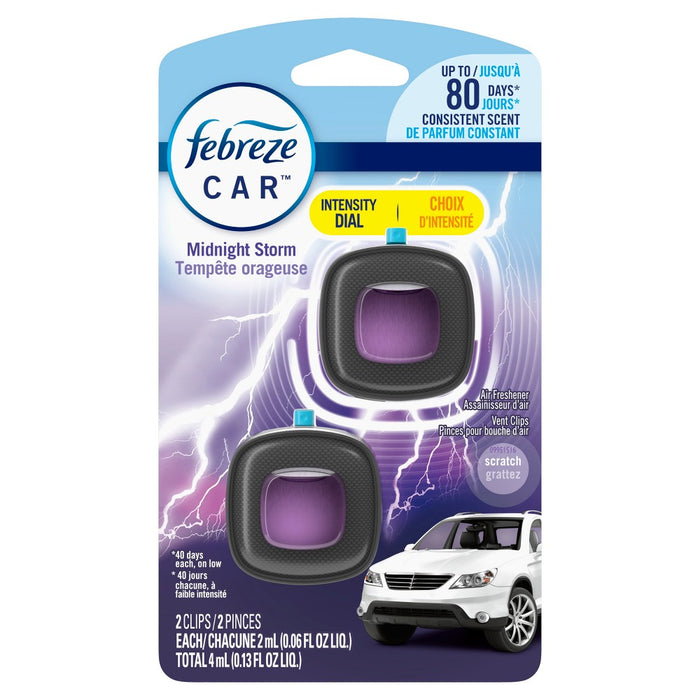 Febreze Car Air Freshener Vent Clip - Midnight Storm Scent - 0.13 fl oz/2pk