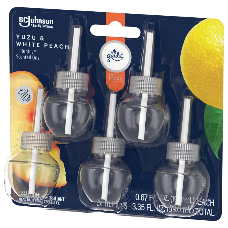Glade PlugIns Scented Oil Air Freshener Refills White Peach & Yuzu - 3.35 fl oz/5pk