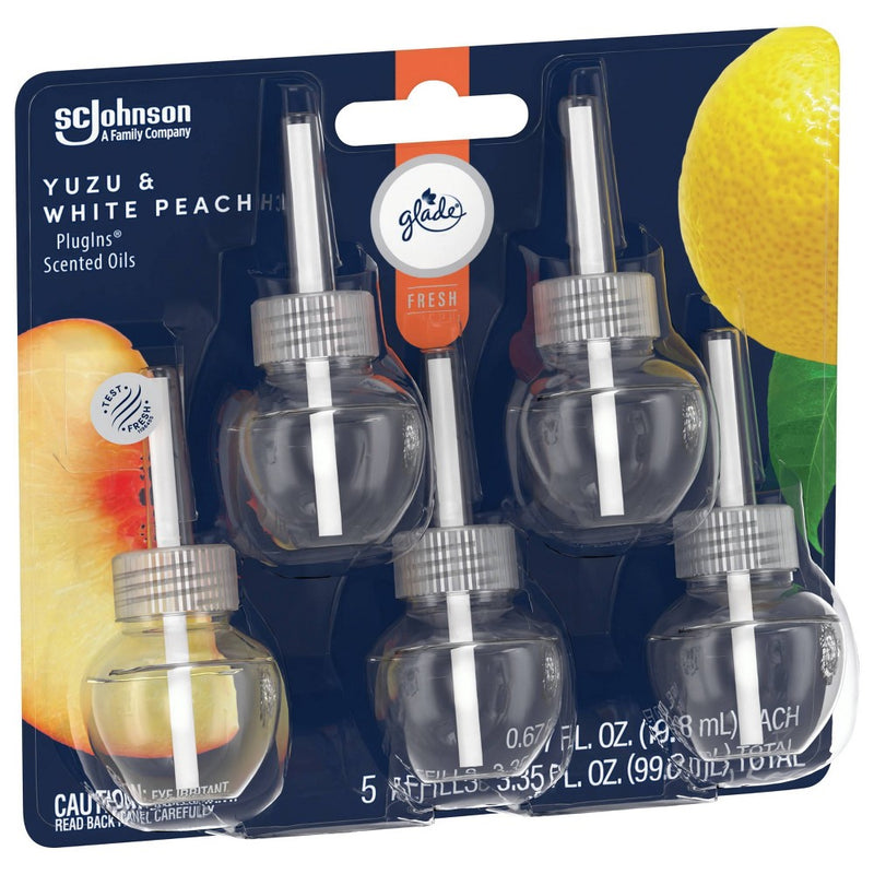 Glade PlugIns Scented Oil Air Freshener Refills White Peach & Yuzu - 3.35 fl oz/5pk