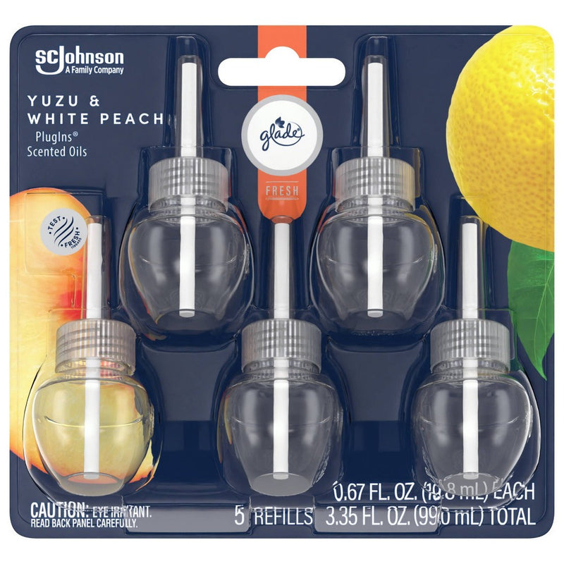 Glade PlugIns Scented Oil Air Freshener Refills White Peach & Yuzu - 3.35 fl oz/5pk