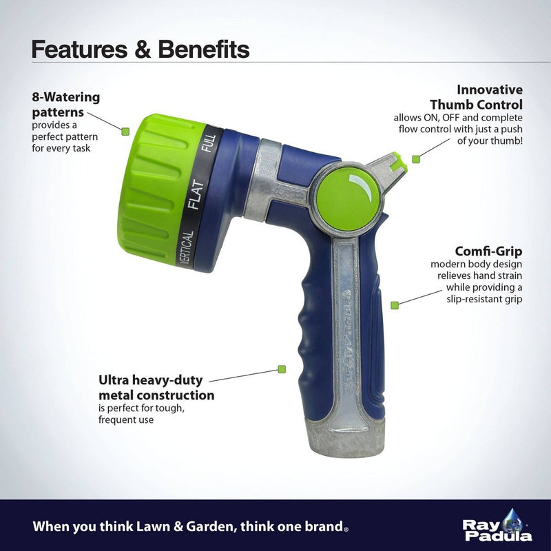 Ray Padula Diamond Series Thumb Control 8-Pattern Metal Nozzle