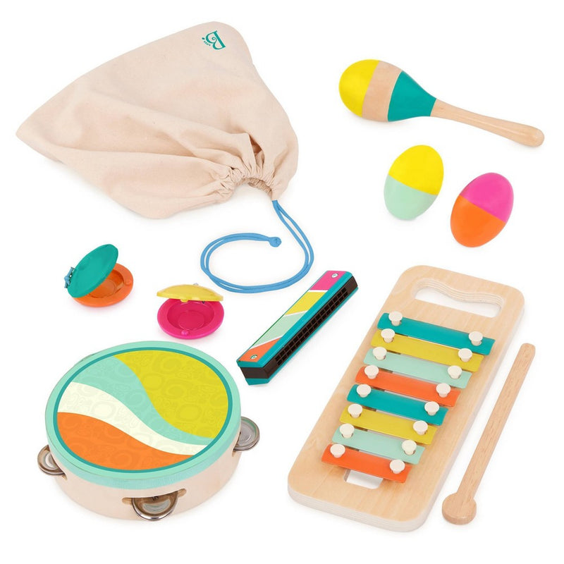 B. toys - Wooden Instrument Set - Xylophone, Tambourine, Harmonica & More