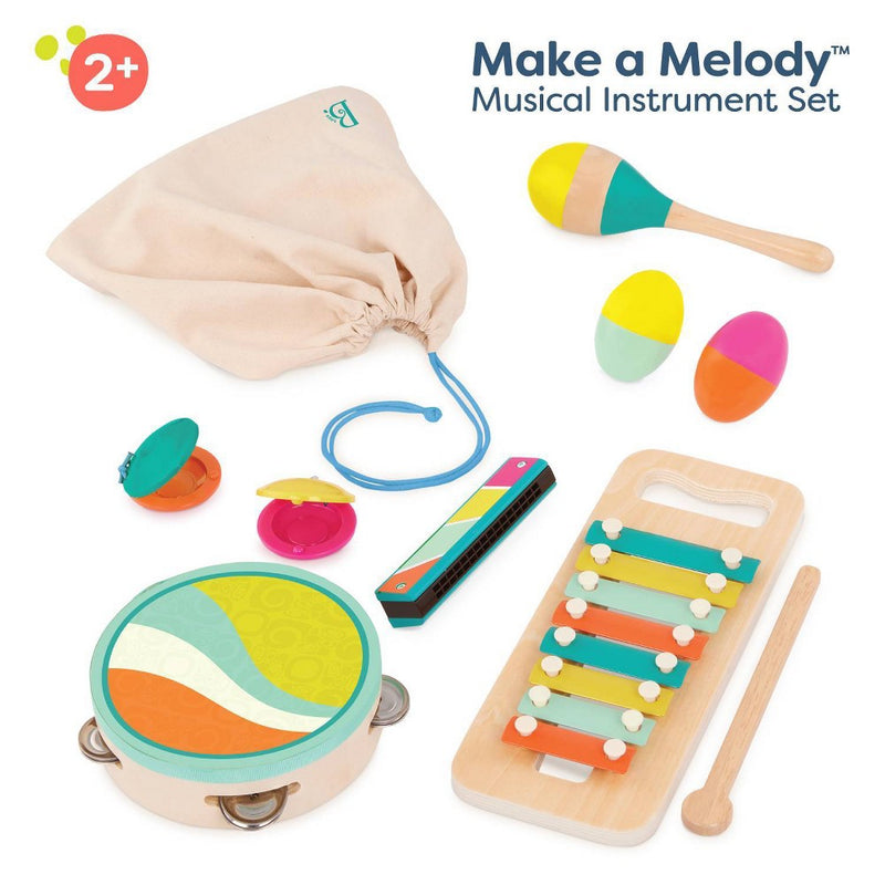 B. toys - Wooden Instrument Set - Xylophone, Tambourine, Harmonica & More