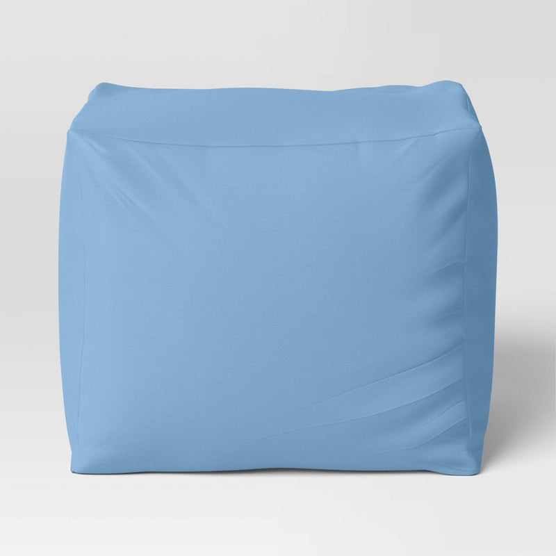 18"x15" Outdoor Patio Pouf Quilted Blue - Room Essentials: UV-Resistant, Water-Resistant, Square Ottoman
