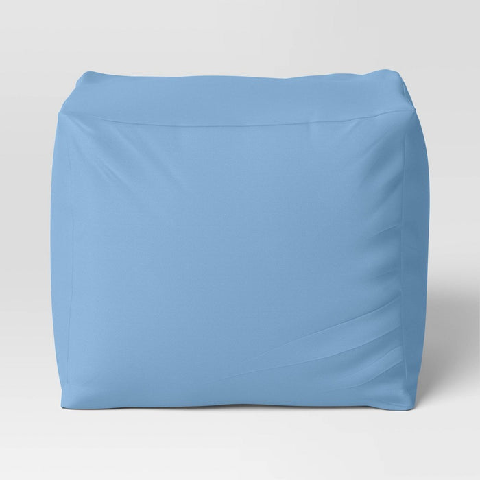 18"x15" Outdoor Patio Pouf Quilted Blue - Room Essentials: UV-Resistant, Water-Resistant, Square Ottoman