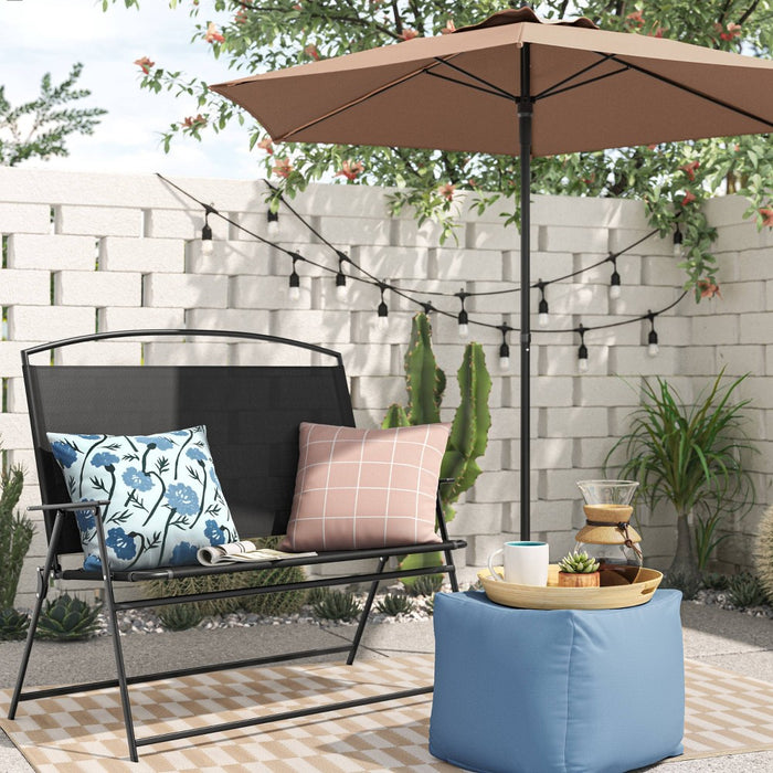 18"x15" Outdoor Patio Pouf Quilted Blue - Room Essentials: UV-Resistant, Water-Resistant, Square Ottoman