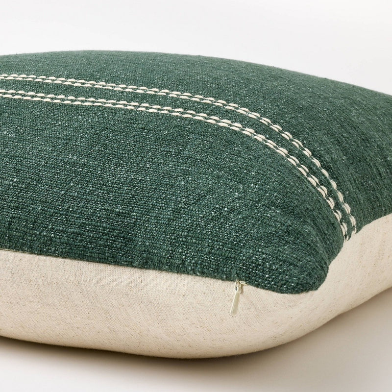 Oversized Embroidered Square Throw Pillow Sage Green/Cream - Threshold designed with Studio McGee (LOCAL PICKUP ONLY)