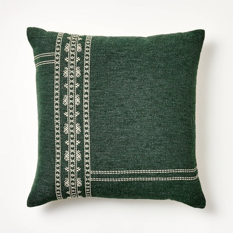 Oversized Embroidered Square Throw Pillow Sage Green/Cream - Threshold designed with Studio McGee (LOCAL PICKUP ONLY)