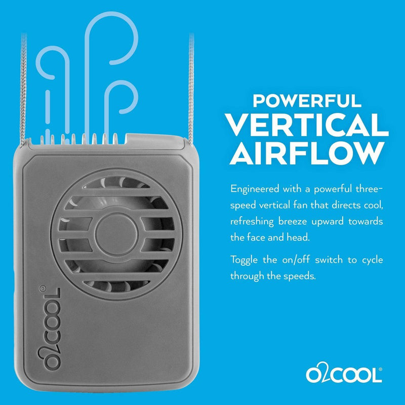 O2COOL 2pk Deluxe Necklace Fans Gray