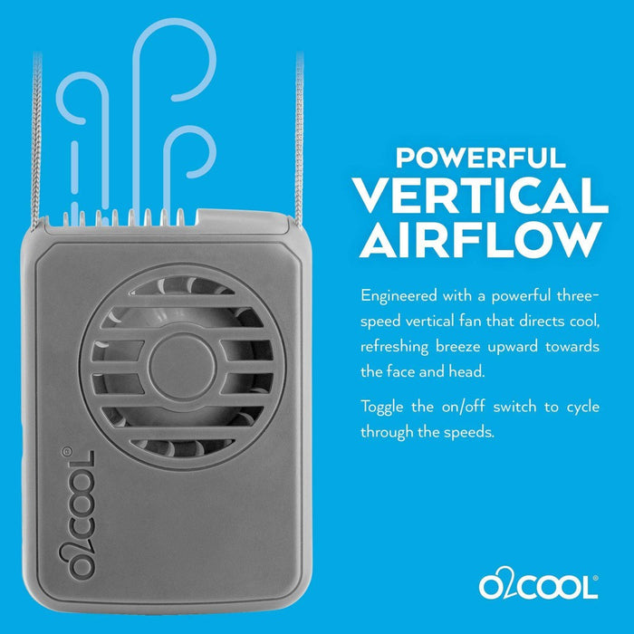 O2COOL 2pk Deluxe Necklace Fans Gray