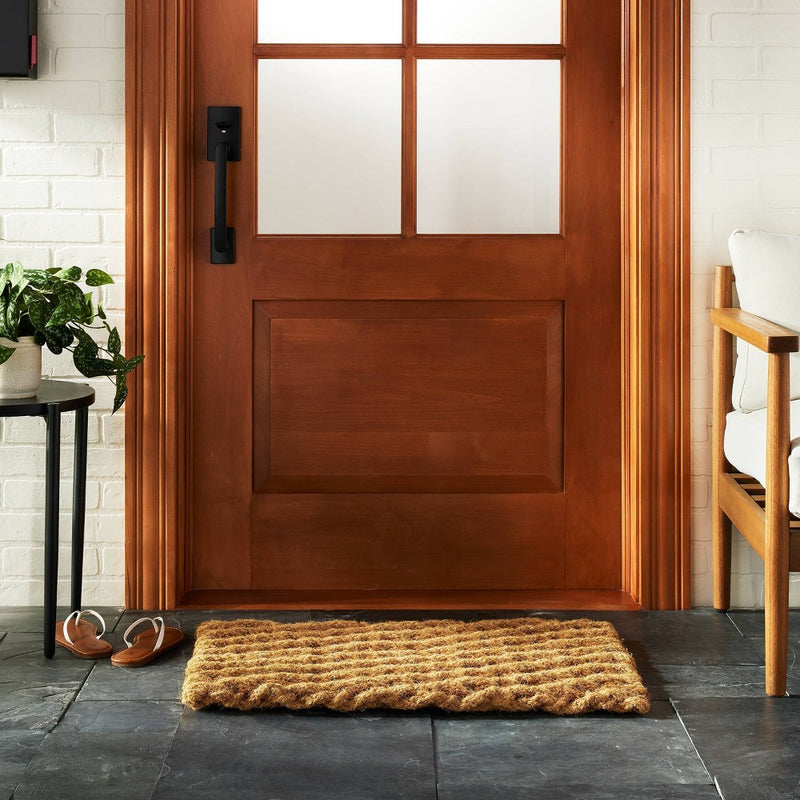18"x30" Chunky Twisted Rope Handwoven Coir Doormat Natural/Brown - Hearth & Hand with Magnolia: Basket Weave, Rustic Style (LOCAL PICKUP ONLY)