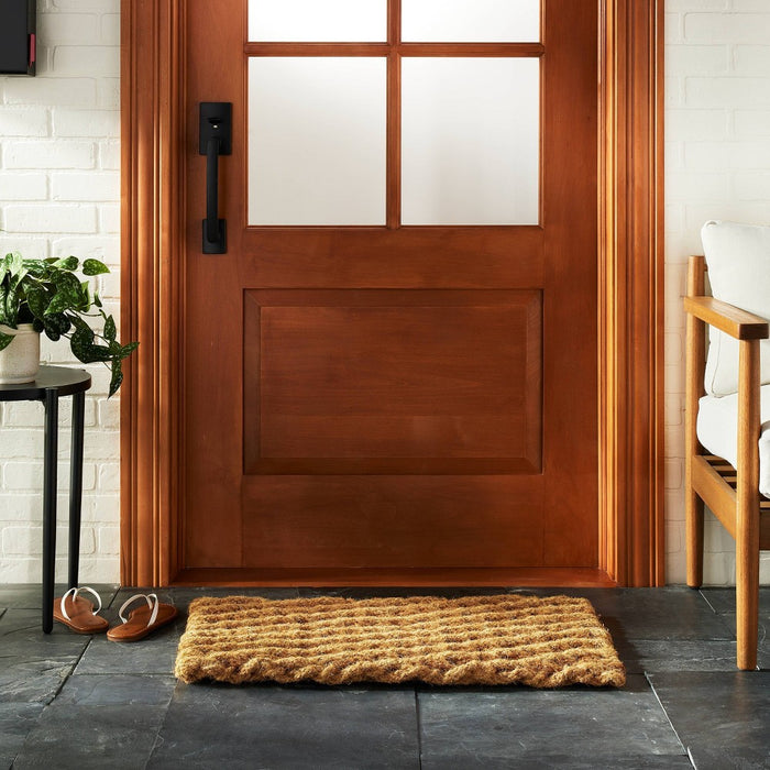 18"x30" Chunky Twisted Rope Handwoven Coir Doormat Natural/Brown - Hearth & Hand with Magnolia: Basket Weave, Rustic Style
