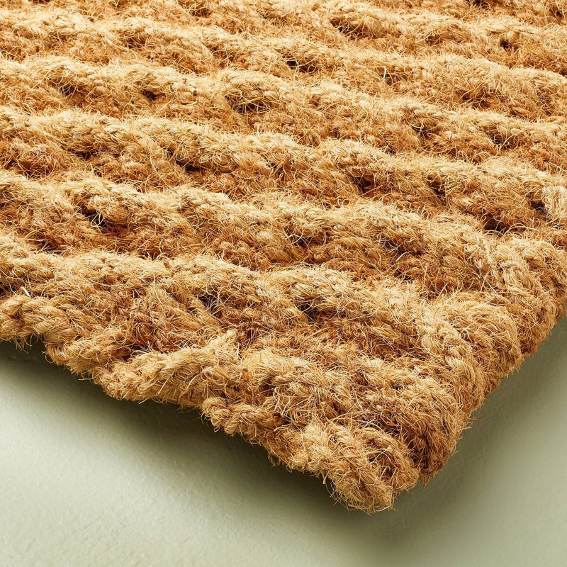 18"x30" Chunky Twisted Rope Handwoven Coir Doormat Natural/Brown - Hearth & Hand with Magnolia: Basket Weave, Rustic Style (LOCAL PICKUP ONLY)