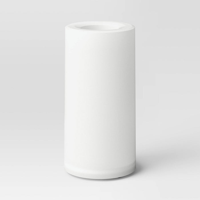 6"x3" AA Plastic LED Medium Flameless Pillar Candle with Timer White - Threshold