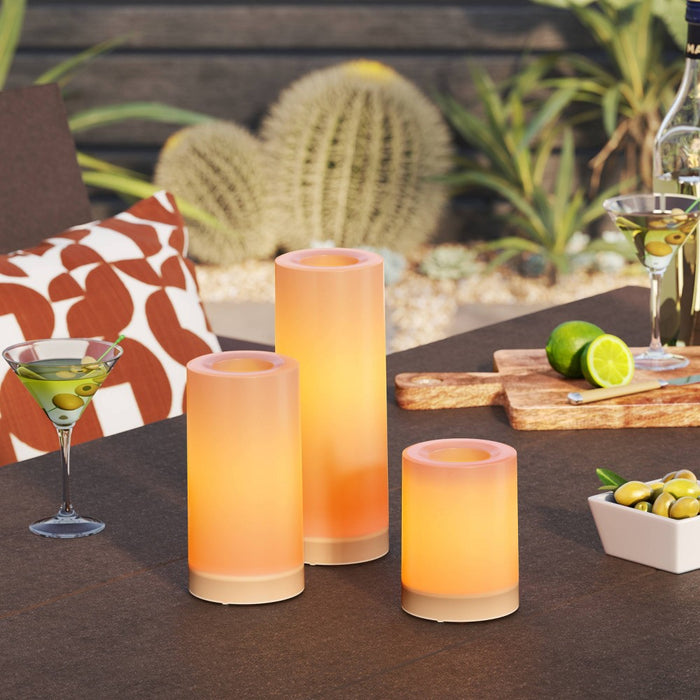 6"x3" AA Plastic LED Medium Flameless Pillar Candle with Timer White - Threshold