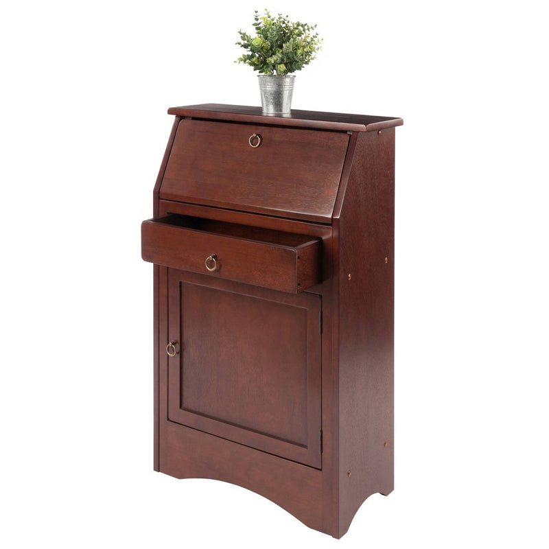 Regalia Secretary Desk Walnut - Winsome: Compact Workstation, Hutch, Storage Shelves (LOCAL PICKUP ONLY)