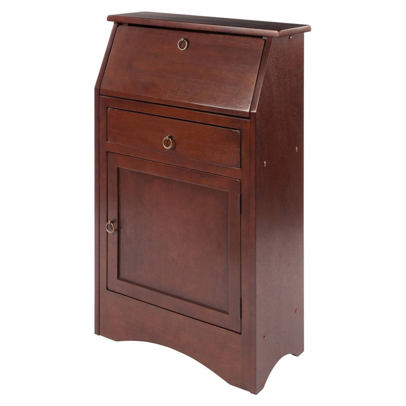 Regalia Secretary Desk Walnut - Winsome: Compact Workstation, Hutch, Storage Shelves (LOCAL PICKUP ONLY)