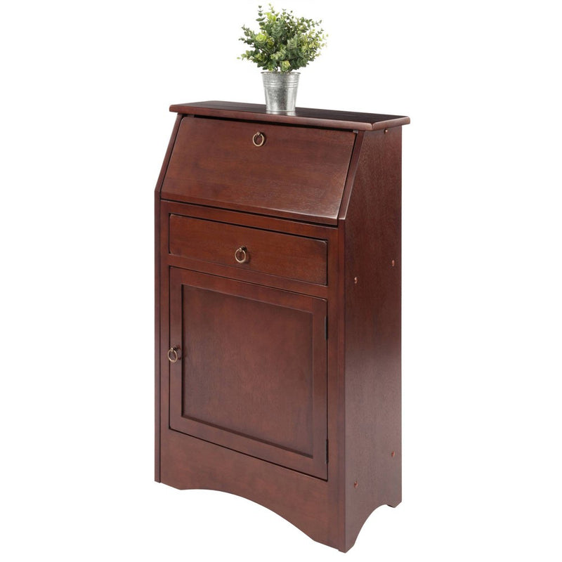 Regalia Secretary Desk Walnut - Winsome: Compact Workstation, Hutch, Storage Shelves (LOCAL PICKUP ONLY)
