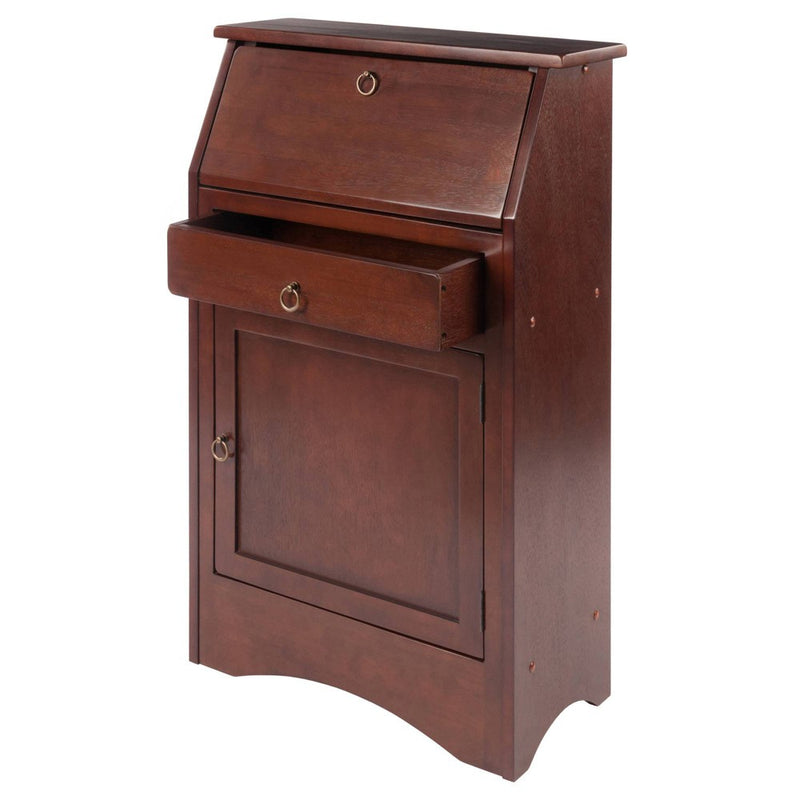Regalia Secretary Desk Walnut - Winsome: Compact Workstation, Hutch, Storage Shelves (LOCAL PICKUP ONLY)