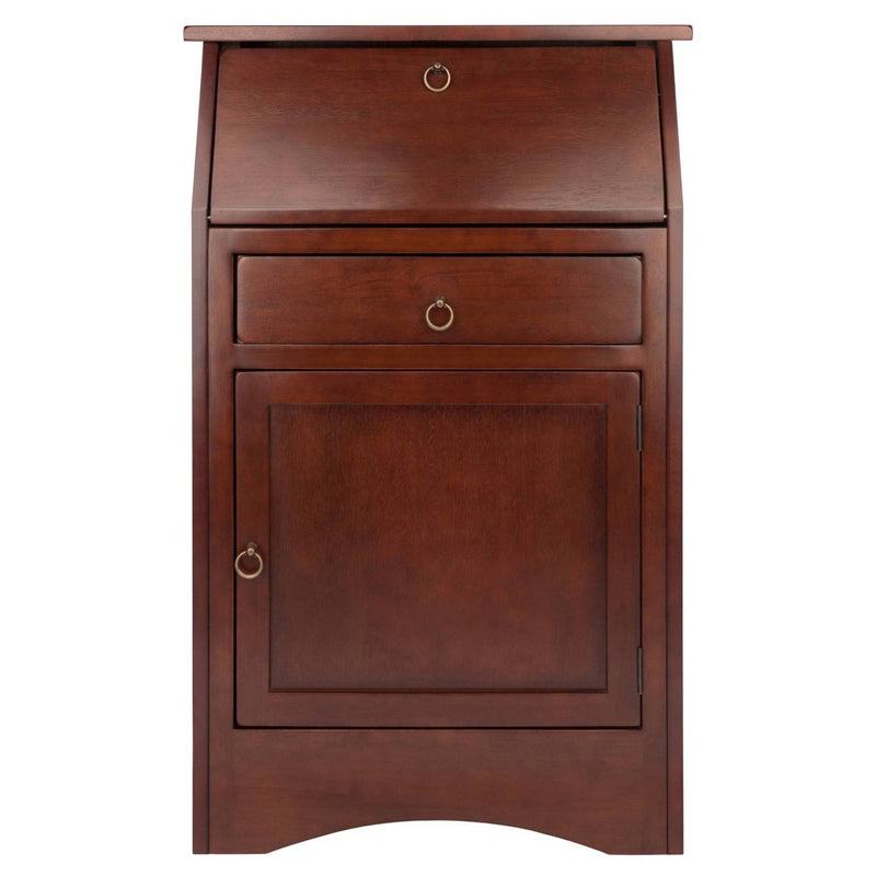 Regalia Secretary Desk Walnut - Winsome: Compact Workstation, Hutch, Storage Shelves (LOCAL PICKUP ONLY)