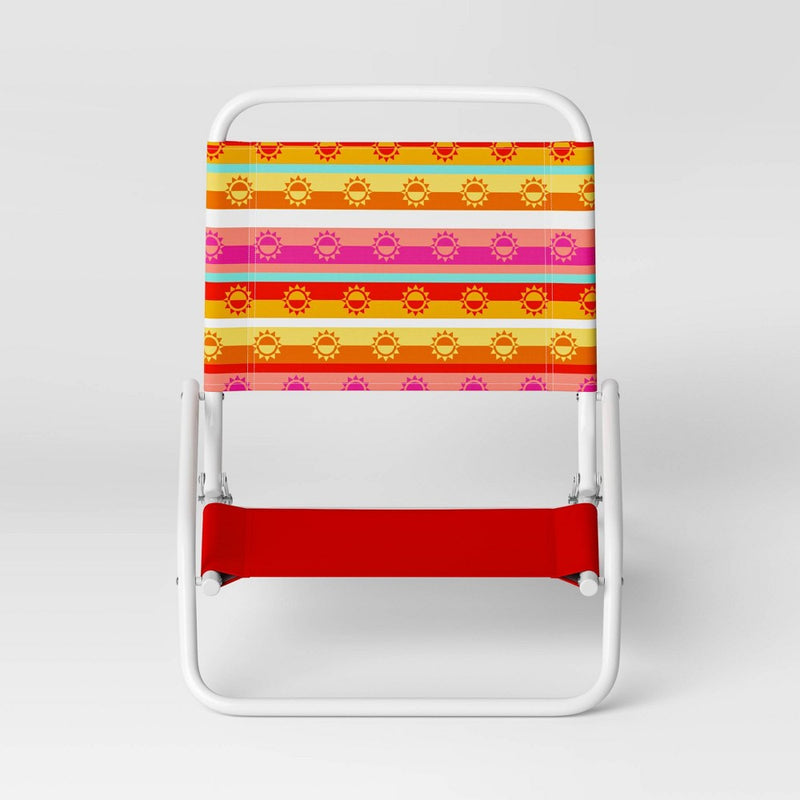 Recycled Fabric Outdoor Portable Beach Chair Sun Belt Stripe Coral Red - Sun Squad (LOCAL PICKUP ONLY)