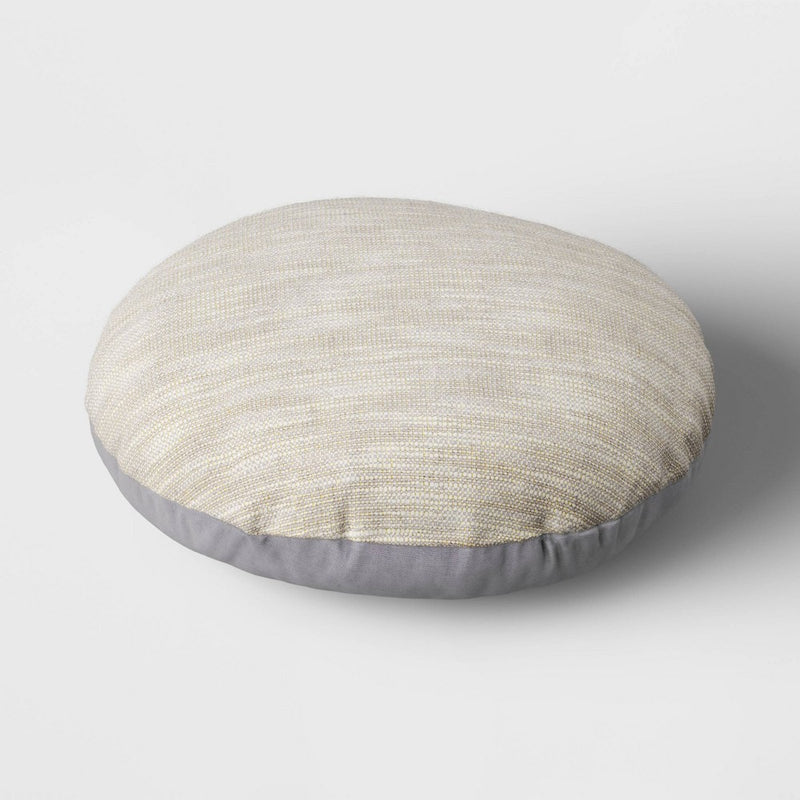 Woven Cotton Slub with Gold Lurex Round Throw Pillow Blue/Gray - Threshold: Indoor Decorative Accent for Couch or Bed