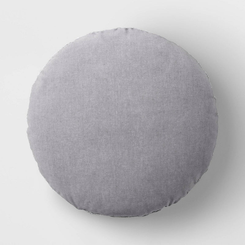 Woven Cotton Slub with Gold Lurex Round Throw Pillow Blue/Gray - Threshold: Indoor Decorative Accent for Couch or Bed