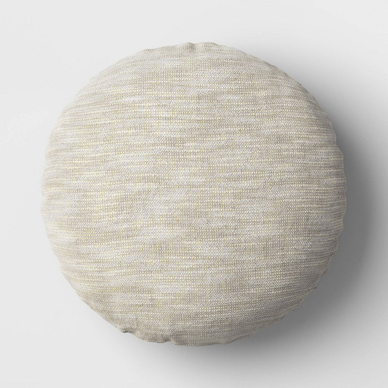 Woven Cotton Slub with Gold Lurex Round Throw Pillow Blue/Gray - Threshold: Indoor Decorative Accent for Couch or Bed