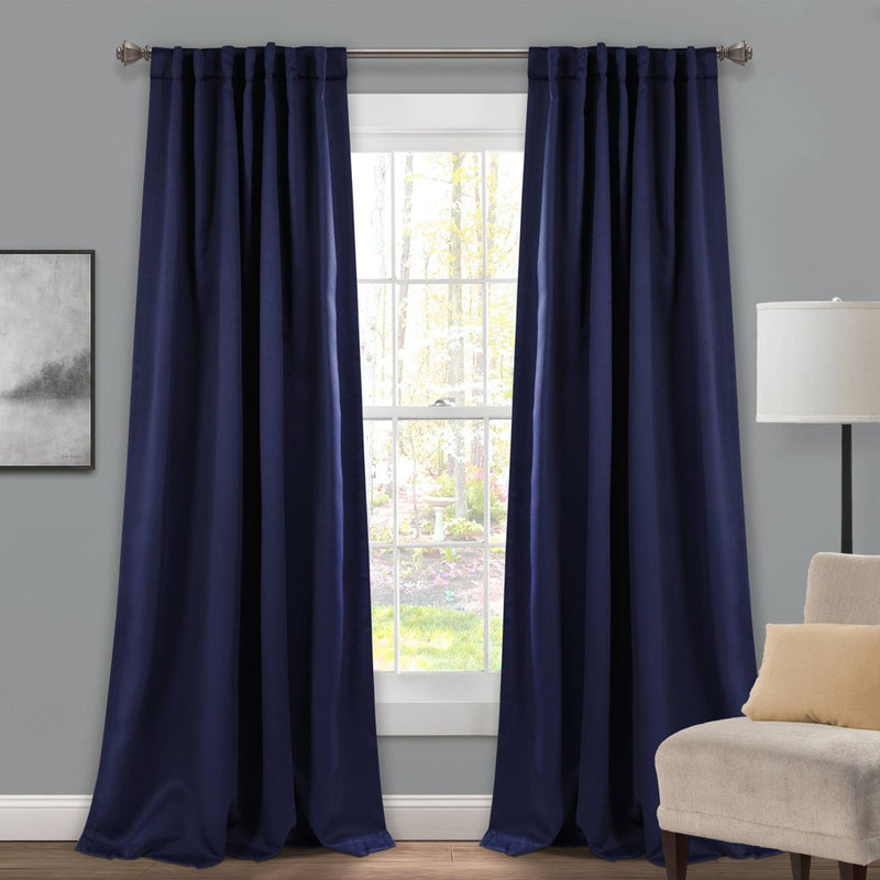 84"x52" Insulated Back Tab Blackout Window Curtain Panels Navy - Lush Decor (LOCAL PICKUP ONLY)