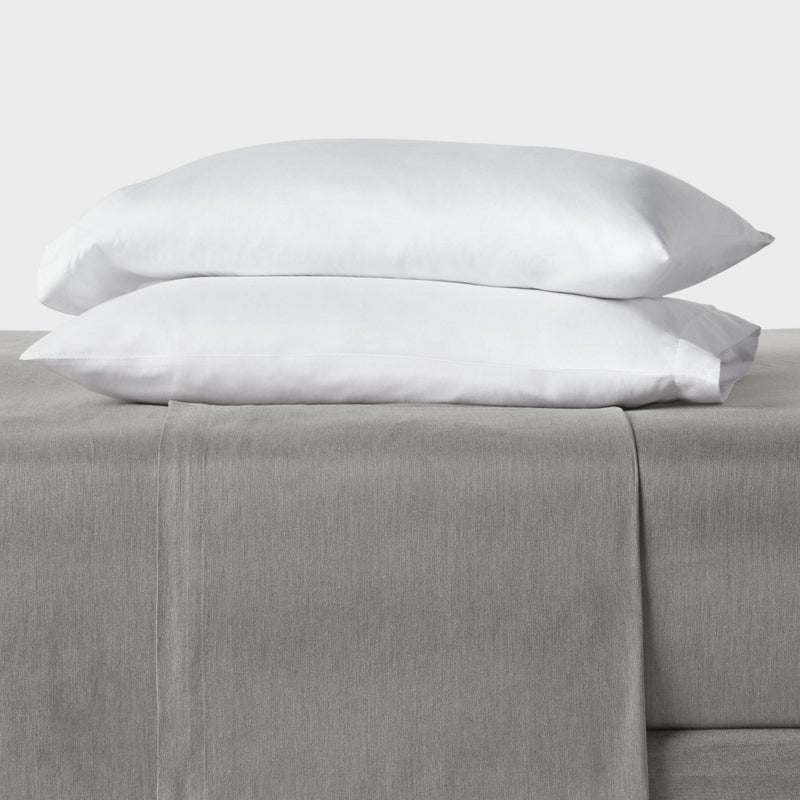 Queen Cotton Blend Sateen Fitted Sheet Gray - Room Essentials