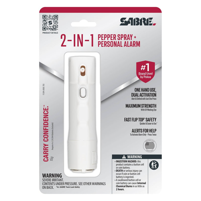 Sabre 2-in-1 Pepper Spray + Alarm Snow White