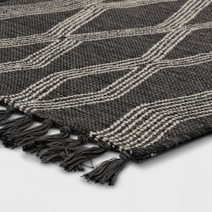 2'x3' Modern Diamond Tapestry Rectangular Woven Outdoor Accent Rug Charcoal Gray - Threshold