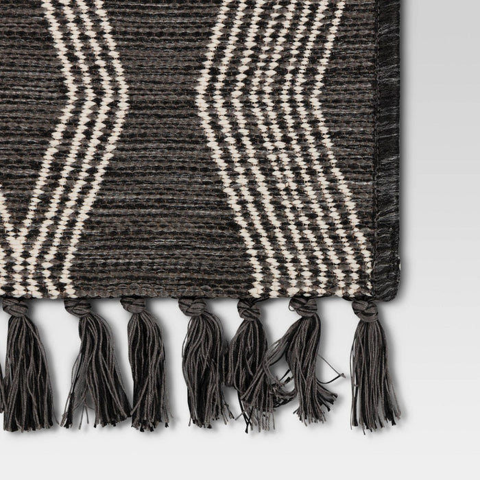 2'x3' Modern Diamond Tapestry Rectangular Woven Outdoor Accent Rug Charcoal Gray - Threshold
