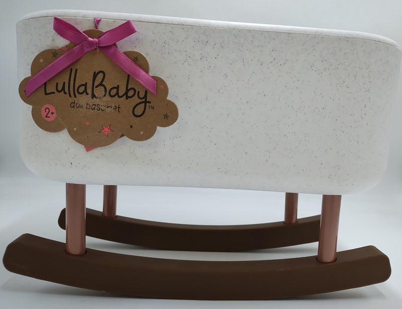 LullaBaby Doll Bassinet Rocking Cradle Accessory - Speckled White