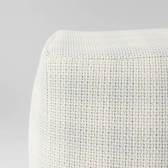 18"x18" Chunky Check Outdoor Patio Pouf Cream - Threshold designed with Studio McGee