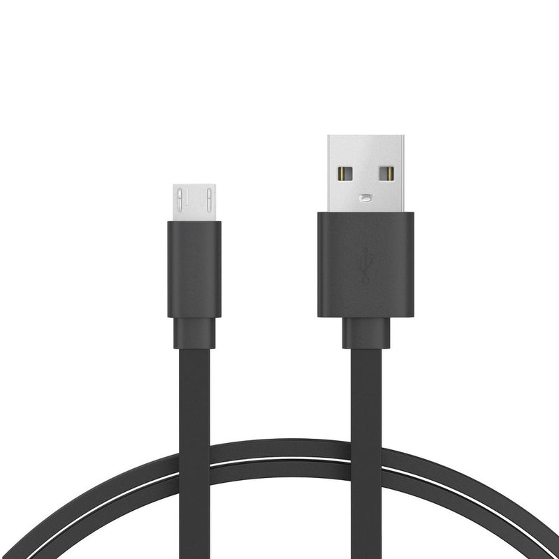 Just Wireless 6' Flat TPU Micro USB to USB-A Cable - Black