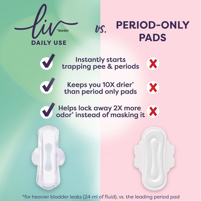 Liv by Kotex Period & Pee Heavy Absorbency Ultra Thin Pads - 24ct