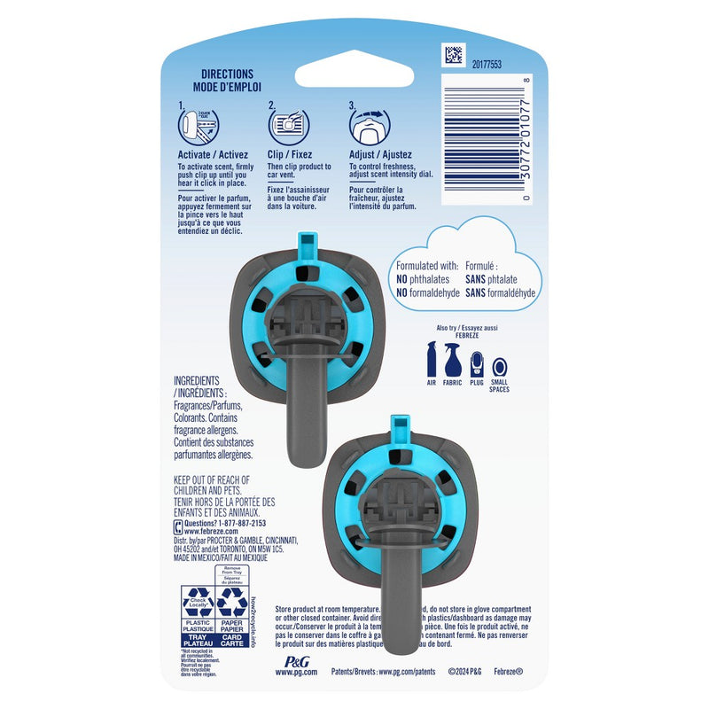 Febreze Car Air Freshener Vent Clip - Gain Island Fresh Scent - 0.13 fl oz/2pk