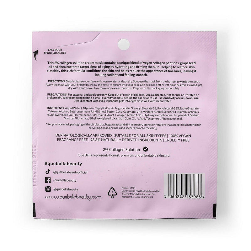 Que Bella 2% Collagen Solution Cream Face Mask - 0.4oz