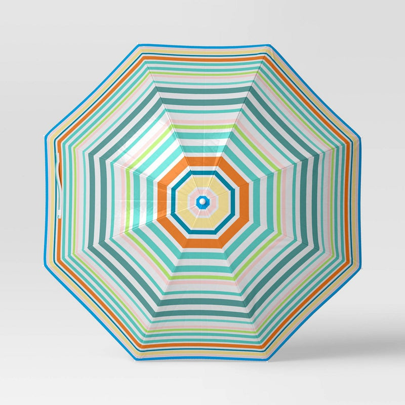 4' Round Outdoor Patio Clamp-on Beach Umbrella Rainbow Stripes - Sun Squad (LOCAL PICKUP ONLY)