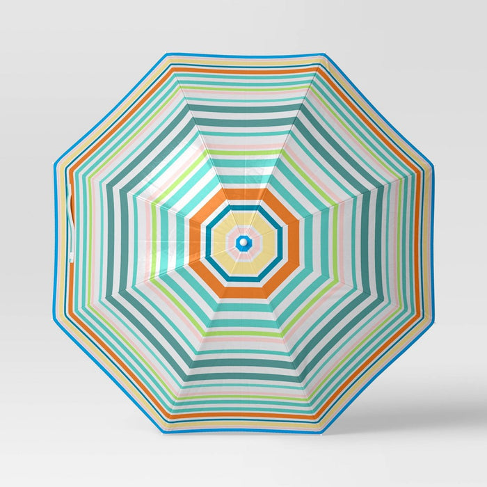 4' Round Outdoor Patio Clamp-on Beach Umbrella Rainbow Stripes - Sun Squad (LOCAL PICKUP ONLY)