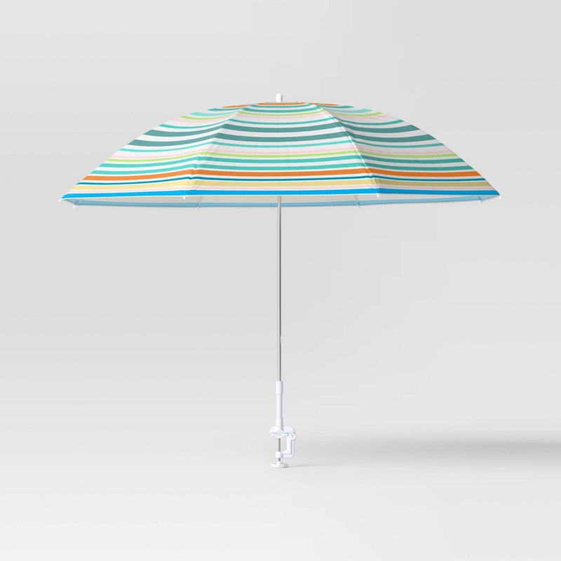 4' Round Outdoor Patio Clamp-on Beach Umbrella Rainbow Stripes - Sun Squad (LOCAL PICKUP ONLY)