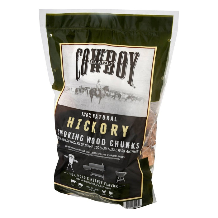 Cowboy 350 cu in Hickory Wood Chunks: Natural Smoke Flavor for Grilling, Ideal for Beef, Pork & Chicken