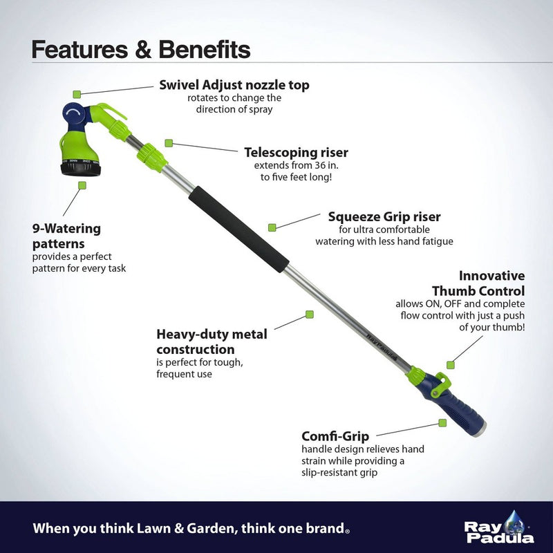 Ray Padula Thumb Control 36"- 60" Telescoping Water Wand (LOCAL PICKUP ONLY)