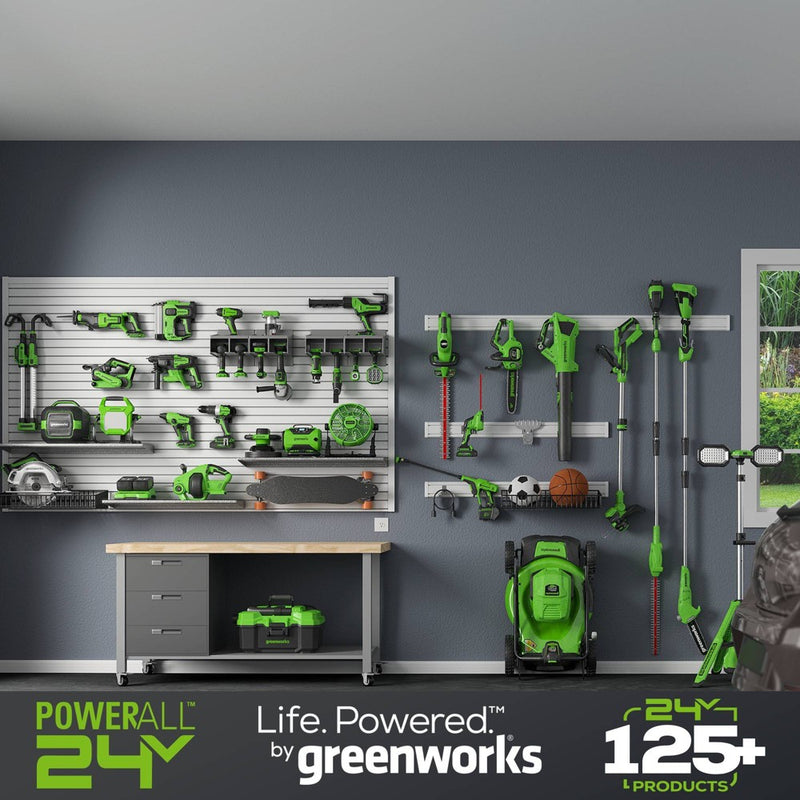 Greenworks POWERALL 24V 2Ah Cordless 320FM / 90MPH Axial Leaf Blower Kit with Battery and Charger Included
