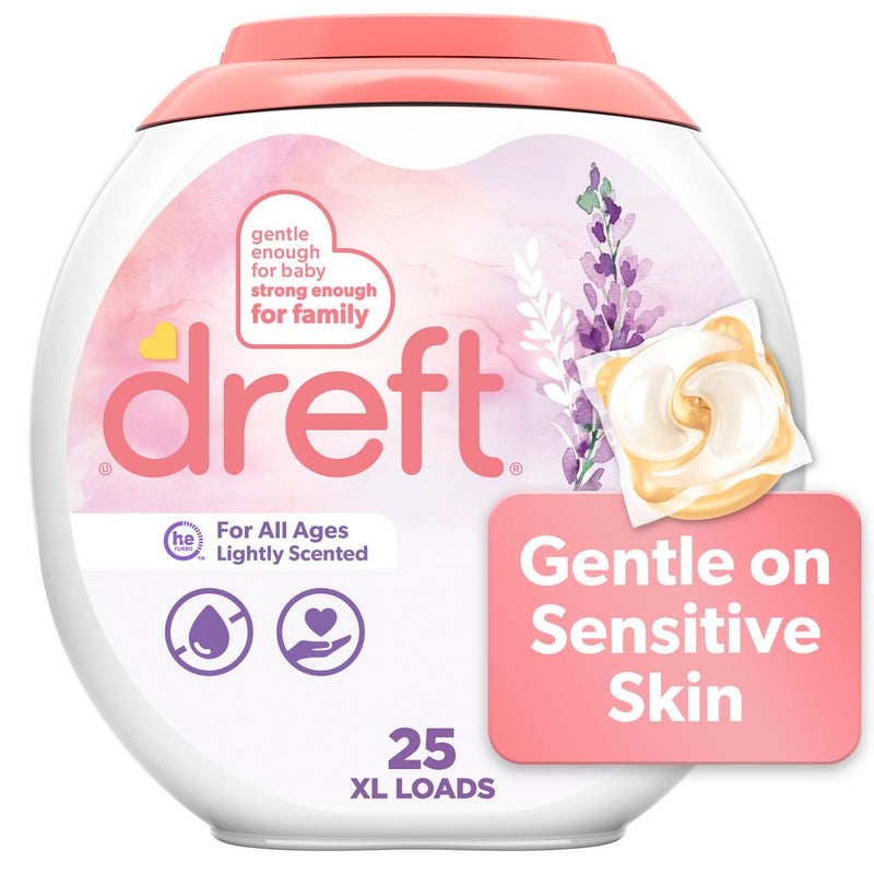 Dreft Lightly Scented HE Compatible Laundry Detergent Soap Pacs - 25ct