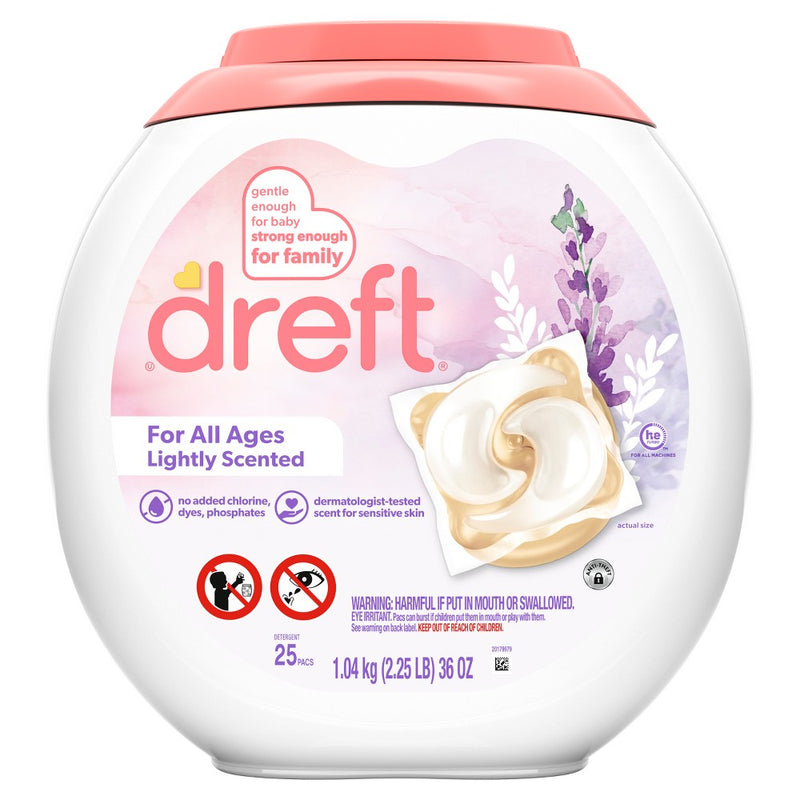 Dreft Lightly Scented HE Compatible Laundry Detergent Soap Pacs - 25ct